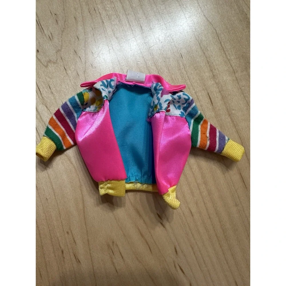 Vintage 80s 90s Barbie Jacket Mattel Pink Blue Yellow Striped Doll Clothes Rare